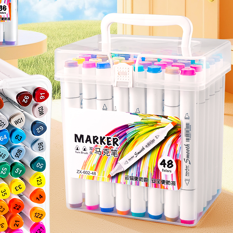 Multi-Color Slanted Tip Art Markers Set Quick-Drying Direct Liquid