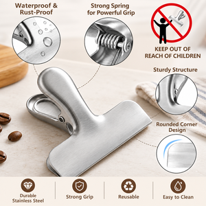 Clips de fermeture pour sacs de cuisine portables, nouveaux, pour le stockage des collations, pince de fermeture en métal, accessoires de cuisine, pince pour chips, café, nourriture, pince pour sac - Product Image 2