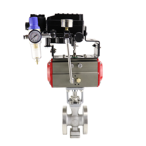 Válvula de Bola Segmentada Tipo V de Acero Inoxidable 304 DN65, de 2 Vías, Accionamiento Neumático y Manual, para Agua, Personalizable OEM - Product Image 5