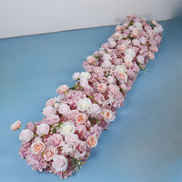 Guirlande de fleurs en soie faite à la main, 2 m, rose, artificielle, pour chemin de table de mariage, décoration pour la Saint-Valentin et les fêtes