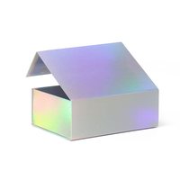 Boîte d'emballage en carton ondulé auto-érectable, écologique, magnétique, holographique argentée, de luxe, fabriquée en usine, portable, pour envoi postal