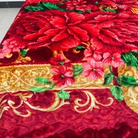 Decken-Sonderanfertigung Fabrikdesignierte Muster Drei Rote Pfingstrosen Weiche Einlagige Doppellagige Polyester Raschel-Decken