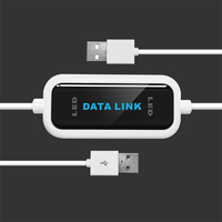 Câble de liaison USB PC-PC pour partage et synchronisation en ligne, transfert direct de fichiers, pont de données LED, copie facile entre 2 ordinateurs