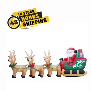 En Stock Trineo Inflable de Navidad de 12 Pies con <span class=keywords><strong>Santa</strong></span> Claus y Reno para Decoración de Patio con Luces Suministros de Decoración Navideña con Certificación UL - Product Image 2