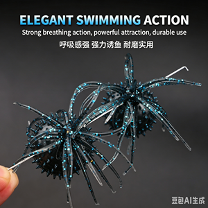 Señuelo flotante de silicona Helmsman, 1,7g, 3,5g, 9,3g, señuelo con forma de tentáculo de pulpo, señuelo resistente a desgarros para pesca en aguas dulces - Product Image 4