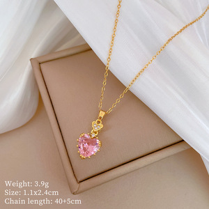 สร้อยคอแฟชั่น Temperament ประดับคริสตัลรูปหัวใจ ชุบทอง 18K ทำจากสแตนเลสสตีล สำหรับผู้หญิงและเด็กผู้หญิง - Product Image 6