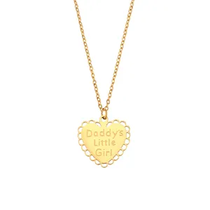 High Quality 316L Stainless Steel Gold Plated Necklace Hypoallergenic Heart Word Pendant Necklace