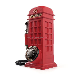 प्राचीन टेलीफोन फोटो बूथ विंटेज शादी रिकॉर्डर ऑडियो गुस्टबुक लाल गुलाबी टेलीफोन बूथ सजावट - Product Image 2