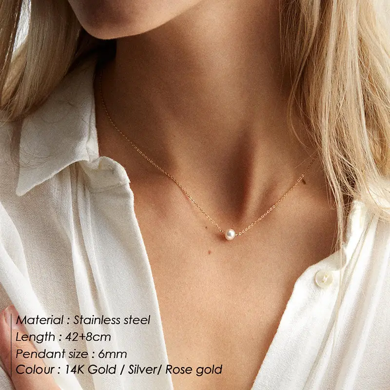 EManco Pearl Choker Halskette Simulierte Perle Anhänger Halskette für Frauen Mode Süße zierliche Edelstahl kette