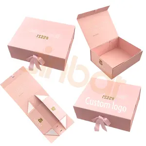 精美纪念品定制硬质包装粉色花盒长方形磁性圣诞堆叠盒