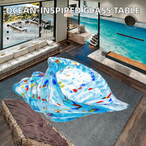 MJ Luxury Creative Ocean-Inspired Eco-Friendly Carved Glass Conch Coffee Table Storage Living Room Entrance <b>Wine</b> Fruit Plate - Product Image 2