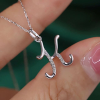 Personalisierte Initialen-Halskette Anhänger K X Y 18K Massives Weißgold Labor-Gezüchteter Diamant Pavé-Fassung Mädchengeschenk mit GRC-Zertifikat