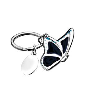 Porte-clés papillon en verre émaillé noir, pendentif breloque, accessoire - Product Image 1