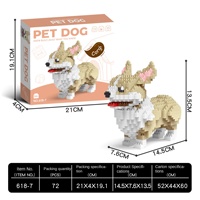 Bloques de Construcción Mini de Moda al por Mayor, Modelo de Juguete de Perro Corgi, Dachshund, Schnauzer, Plástico ABS, Escala 1:1, 40 Piezas, Ladrillos Mágicos de Diamante
