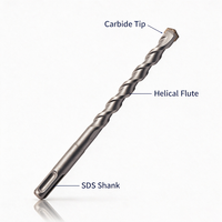 Jeu de 5 forets rotatifs SDS-Plus TCT en carbure de tungstène PROFI TOOL de qualité professionnelle pour béton, garantie 3 ans