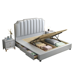 <span class=keywords><strong>Letti</strong></span> di Lusso Compatti all'Ingrosso, Letto Matrimoniale in Pelle Bianca con Testiera Alta - Product Image 2