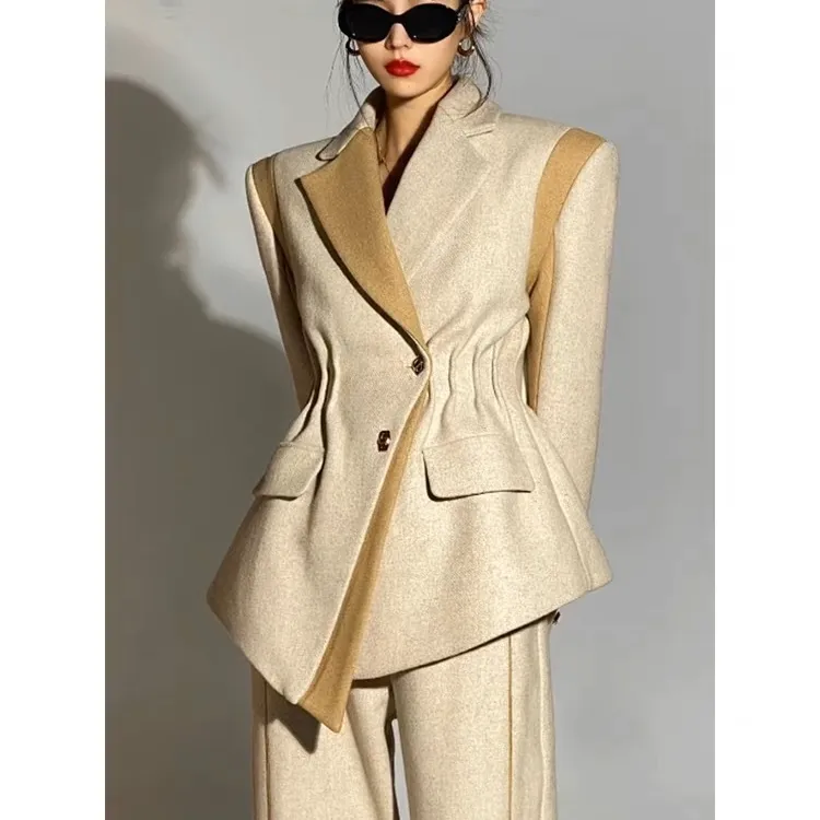 Boutique Wholesale 2022 Autumn and Winter New High-grade Suit Two-piece Tea Wear and Milk Women's Suit