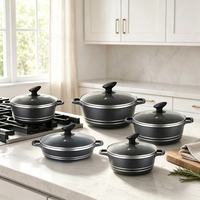 Ensemble de 10 ustensiles de cuisine en aluminium moulé antiadhésif pour cuisinière à induction, avec logo OEM personnalisé, ensemble de casseroles et poêles de cuisine