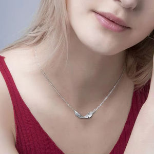 फैशन गहने 925 स्टर्लिंग चांदी की लंबाई 40 + 5 सेमी चेन 3 ए ज़िरकॉन पंख चोकर्स हार - Product Image 3