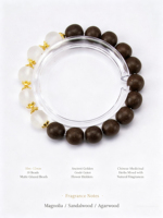 Bracelet tendance en perles de verre mat, avec encens naturel aux herbes, magnolia, bois de santal, bois d'agar et intercalaires dorés vintage, bijoux unisexe