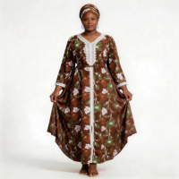 Nouvelle Collection 2026 : Robe d'été ample et élégante en satin noir pour femme africaine grande taille, avec manches cloche et ensemble foulard en dentelle