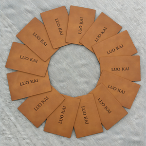 Heat Press Brown Genuine Leather Washable Eco-Friendly Embossed Logo Jeans Trucker Hat <b>Label</b> Patches Brand <b>Name</b> - Product Image 1