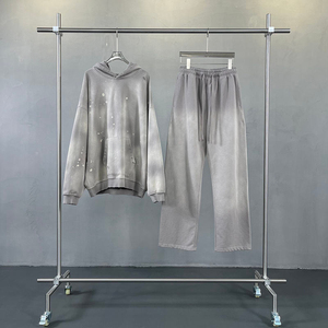 Vintage Oversized Hoodie Custom Heavyweights Acid Washed Streetwear Embroidered Distressed Hoodie Wholesale for Autumn Season - Product Image 5