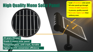 Lampada Solare LED Impermeabile IP65 da 8W con Batteria Sostituibile da 4000mAh, 360° °   Pannello Solare Monocristallino Regolabile per <span class=keywords><strong>Giardino</strong></span> e Cortile - Product Image 2