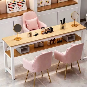 Table de manucure exclusive pour salon de beauté, table de maquillage tendance, style luxe léger et simple, pour une ou deux personnes - Product Image 5