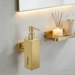 <span class=keywords><strong>Dispensador</strong></span> <span class=keywords><strong>de</strong></span> Jabón Empotrado <span class=keywords><strong>de</strong></span> Acero Inoxidable con Acabado Dorado Cepillado <span class=keywords><strong>de</strong></span> Grado Comercial <span class=keywords><strong>de</strong></span> Alta Gama, Presión Manual, para Hoteles Alemanes - Product Image 1