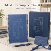 Carnet de planification académique personnalisé à spirale, couverture bleue givrée, sections à onglets pour l'étude, calendrier d'examen, personnalisation de marque, vente en gros