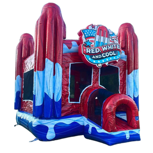 Castello Gonfiabile Piccolo Rosso, Bianco e Ghiaccio con Effetto Fuoco, Vendita Calda, Gioco per Bambini, Casa Gonfiabile per Feste e Salti - Product Image 1