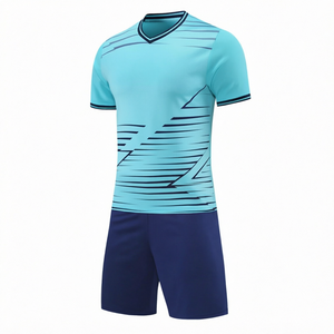 ชุดเสื้อฟุตบอลโพลีเอสเตอร์ระบายอากาศได้ดี คอวี แขนสั้น ชุดกีฬาฟุตบอล - Product Image 1