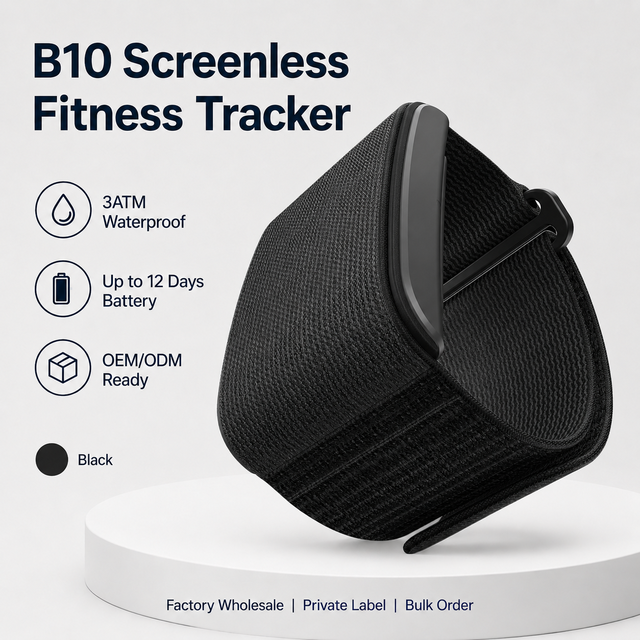 OEM ODM Screenless Fitness Tracker Band 3ATM Smart Bracelet with Heart Rate SpO2 HRV Sleep Activity Tracking