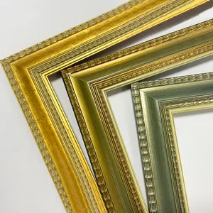 G11755A Gold Leaf Wall Mounted Decorative Wooden Frame Moulding Wood TV Border Frame