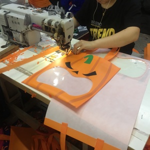 Sac de courses réutilisable personnalisé en tissu non tissé, imprimé, écologique, recyclable, motif citrouille Halloween - Product Image 5
