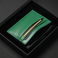 Porte-cartes minimaliste en cuir pleine fleur personnalisable, anti-RFID, avec plusieurs fentes et ouverture supérieure