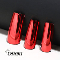 Vendeur en gros ongles longs chromés haut de gamme presse sur les ongles mariée vin rouge mariée 24 faux ongles long carré sexy faux ongles de haute qualité