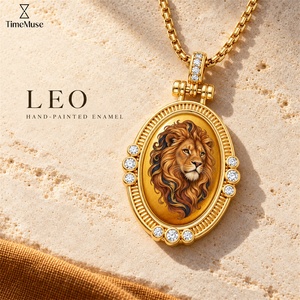 Collar con Colgante de León del Zodiaco Personalizado TIMEMUSE, Amuleto de Astrología Chapado en Oro de 18K - Product Image 1