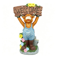 Statue de Vache des Highlands avec Lumières LED pour Jardin, Décoration de Ferme en Résine pour Patio, Cour et Pelouse