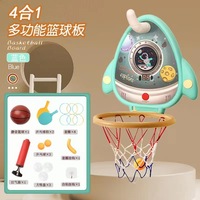 4 en 1 Jump High Ring Toss Game Table Tennis Basketball Shoot Machine Indoor Outdoor Sport Basketball Stand Toys for Kids