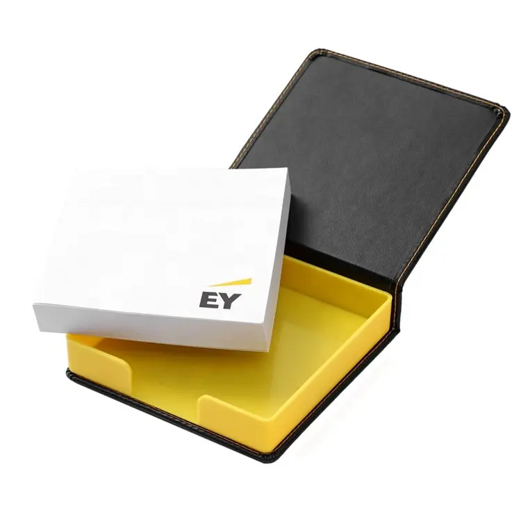 Custom Gunst Doos Voor Sticky Notes Vouwen Kubus Met Memo Pad Promotie Lederen Notitieblok Met Gift Papier Doos