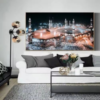 Impression en gros d'affiches représentant les paysages islamiques de la Mecque, peintures sur porcelaine cristalline pour décoration murale, peintures à l'huile islamiques