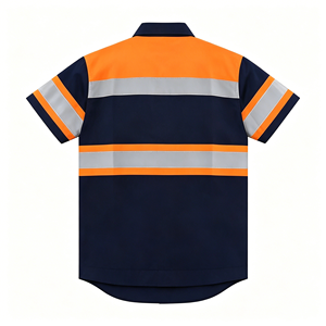 Custom Logo Reflective High Visibility Safety Lightweight Breathable Polyester Short Sleeve - Product Image 3