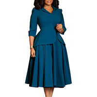 Jupe plissée mi-longue décontractée pour femme, taille naturelle, col tailleur, avec logo frontal, style bureau, grandes tailles, tendance, collection automne, offre spéciale