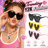 Lunettes de soleil vintage en forme de cœur, monture PC, style rétro Y2K, mignonnes, roses, pour femmes, pour séance photo et vacances