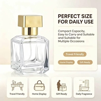Flacon pulvérisateur de parfum haut de gamme en verre transparent carré avec couvercle carré doré, vaporisateur à fine brume pour marque de parfum OEM ODM