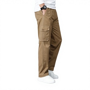 Pantalon cargo décontracté pour homme, taille haute, en toile épaisse, infroissable, respirant, avec poches en élasthanne/coton et braguette zippée - Product Image 4