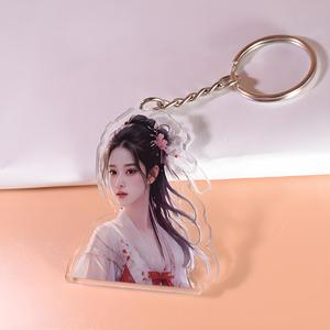 Toptan akrilik Charm kamera anahtarlık karikatür Anime figürü özel herhangi bir Logo akrilik Charm anahtarlıklar