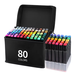 80-kleuren Alcoholmarkeringen Ingesteld Met Dubbele Punttrekpen Plastic Fijne Puntmarkeringen Voor Schets-En Anime-Illustraties - Product Image 1